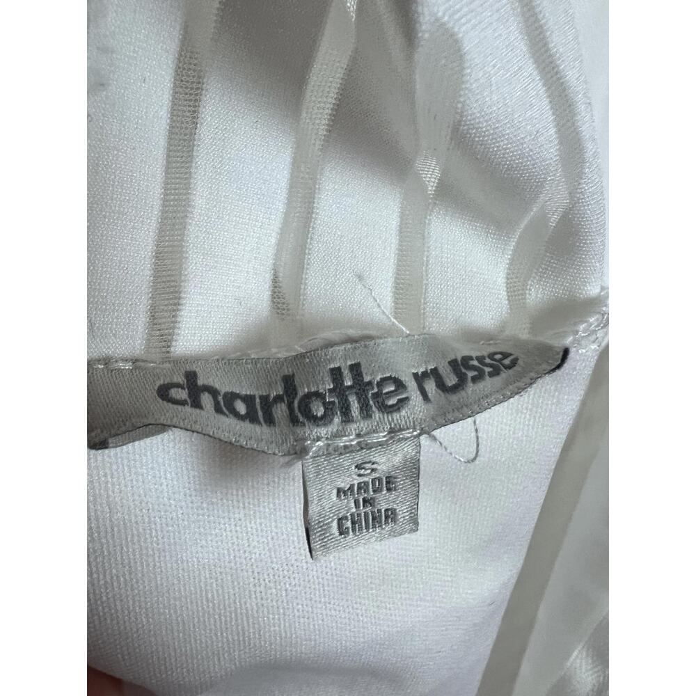 Charlotte Russe White Long Sleeve Striped Mini Dress Size Small Open Back - Picture 7 of 9